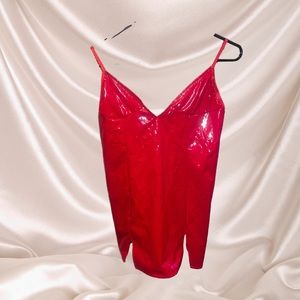 Shiny Red Leather Tank Top ♥️